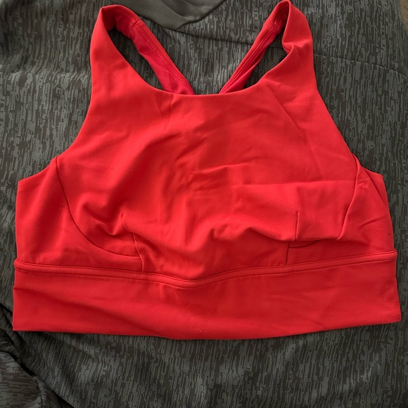 Lululemon Red Racerback Sports Bra with Ruched Front - Picture 3 of 4
